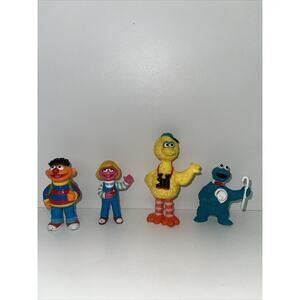 VTG Jim Henson Sesame Street Toys 80s 90s Lot Of 4 Big Bird Ernie Dawn Cookie